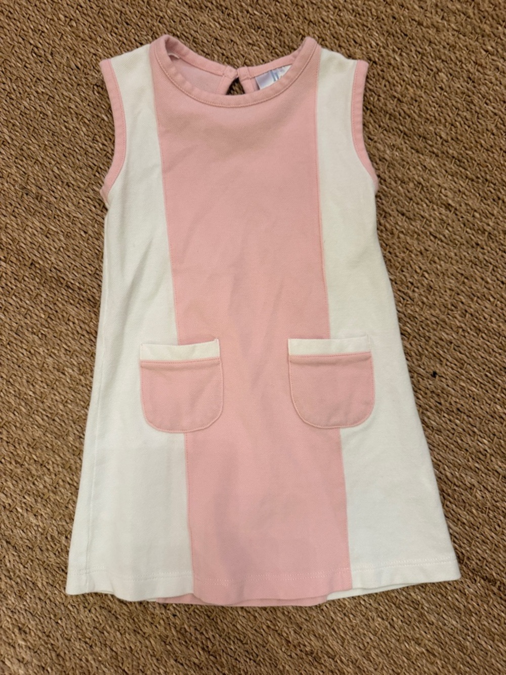Toddler girl Little Wnglish Pink and White Sleeveless A-Line Dress